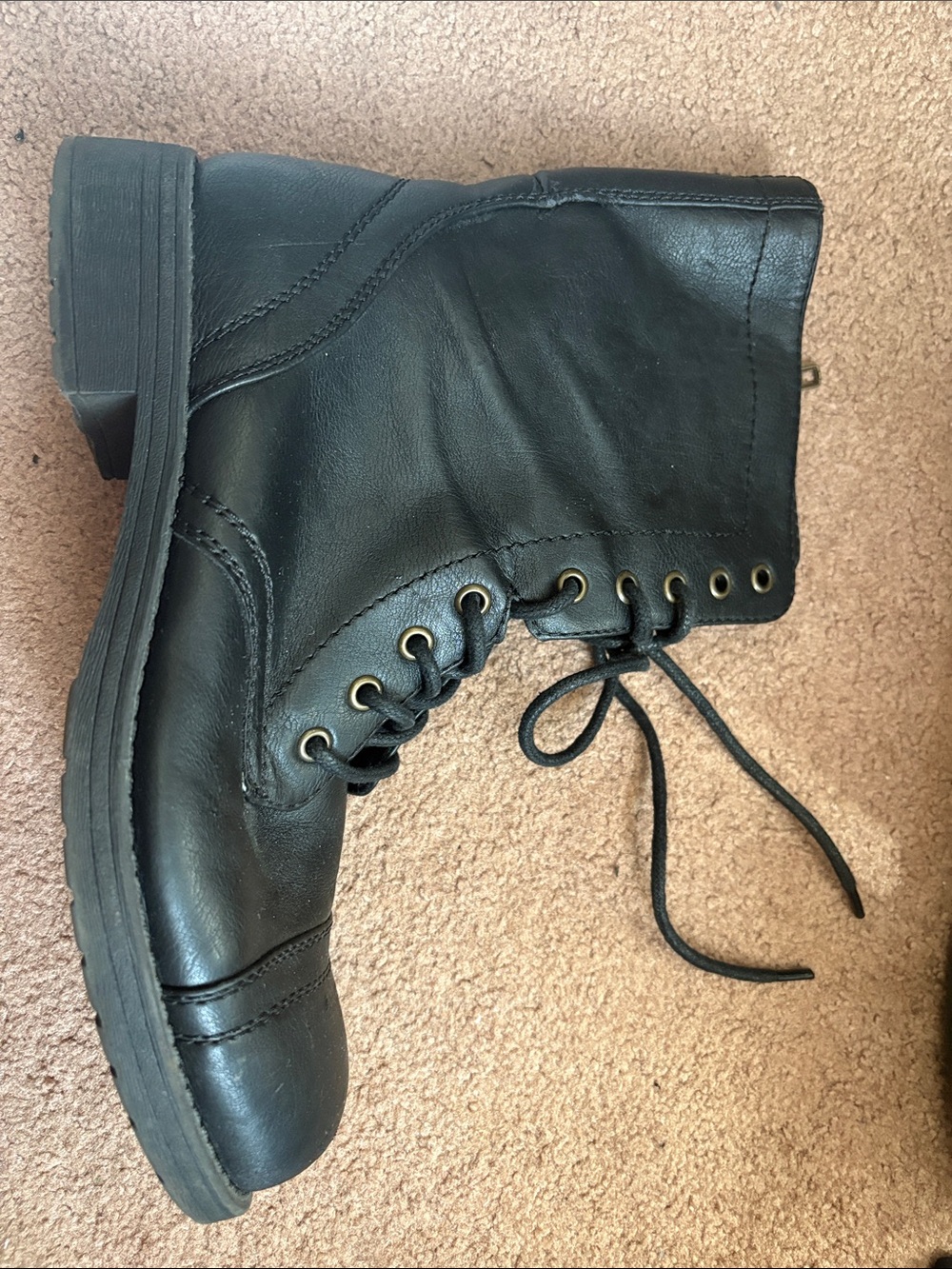 Brash Black Lace-Up Women's Leather Boot